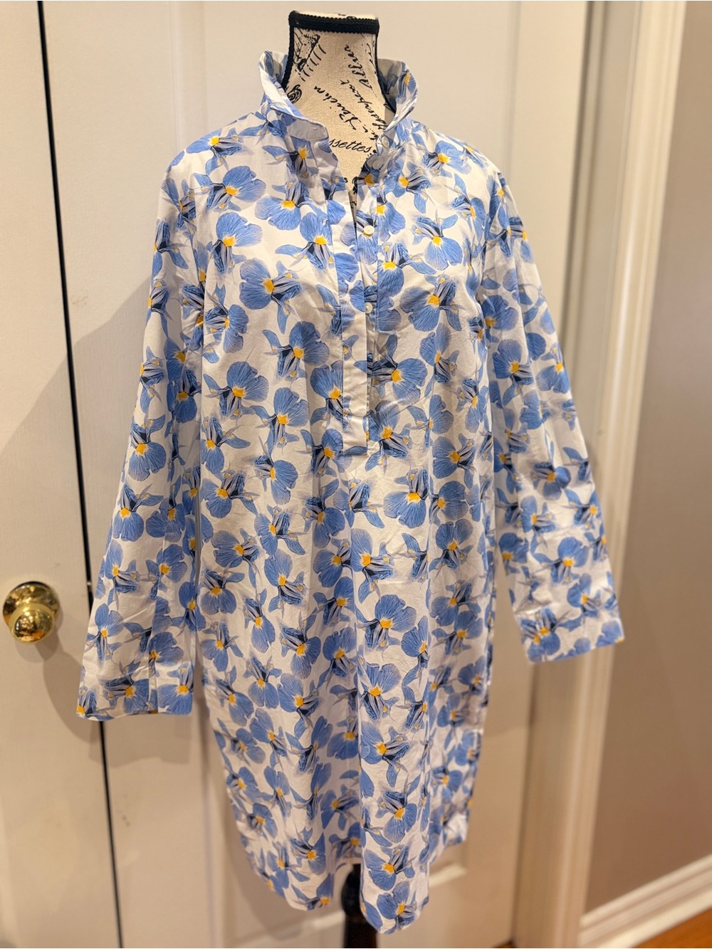 COS Blue and White Floral Shirt Dress with Yellow Accents - Picture 7 of 16